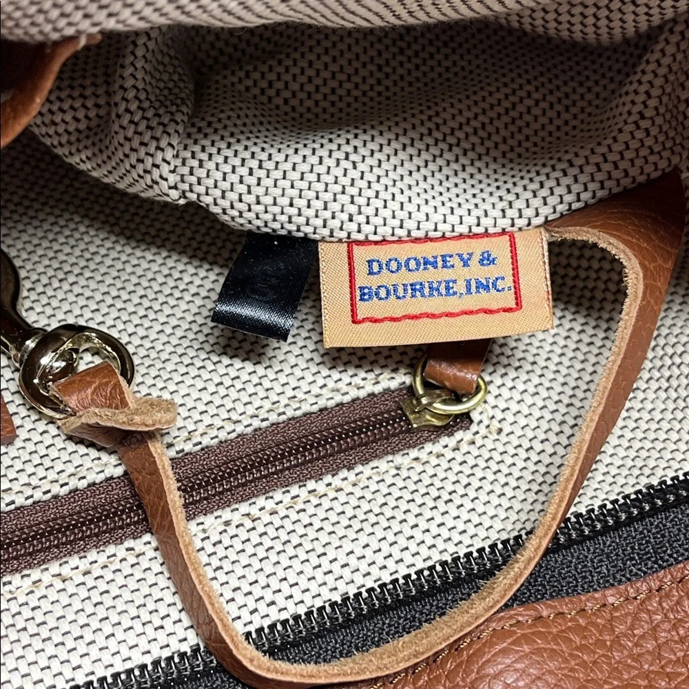 DOONEY & BOURKE SHOULDER HAND BAG CARAMEL COLOR GENUINE PEBBLED LEATHER TASSEL